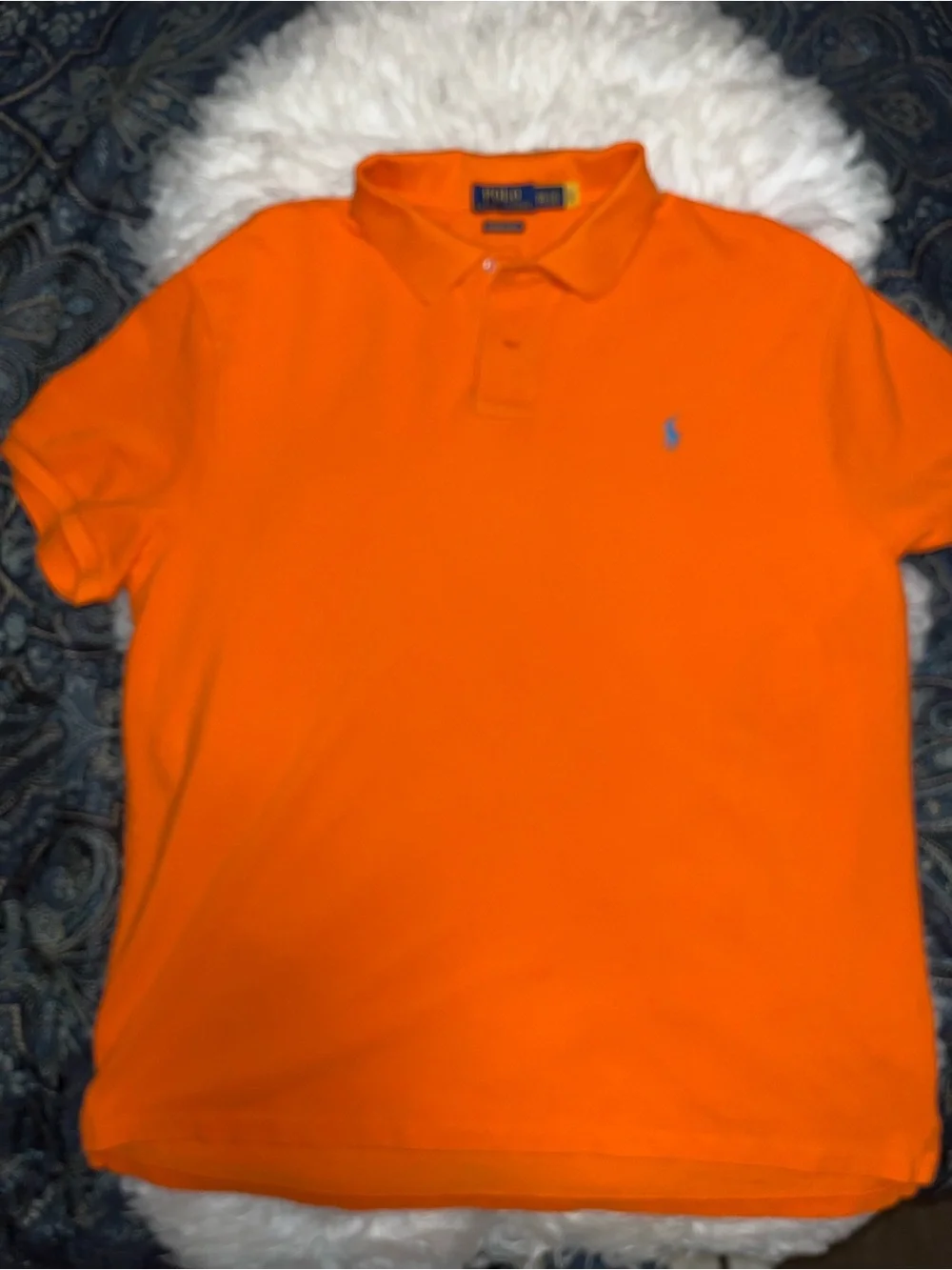 Ralph Lauren Men’s Bright Orange Polo with Blue Pony